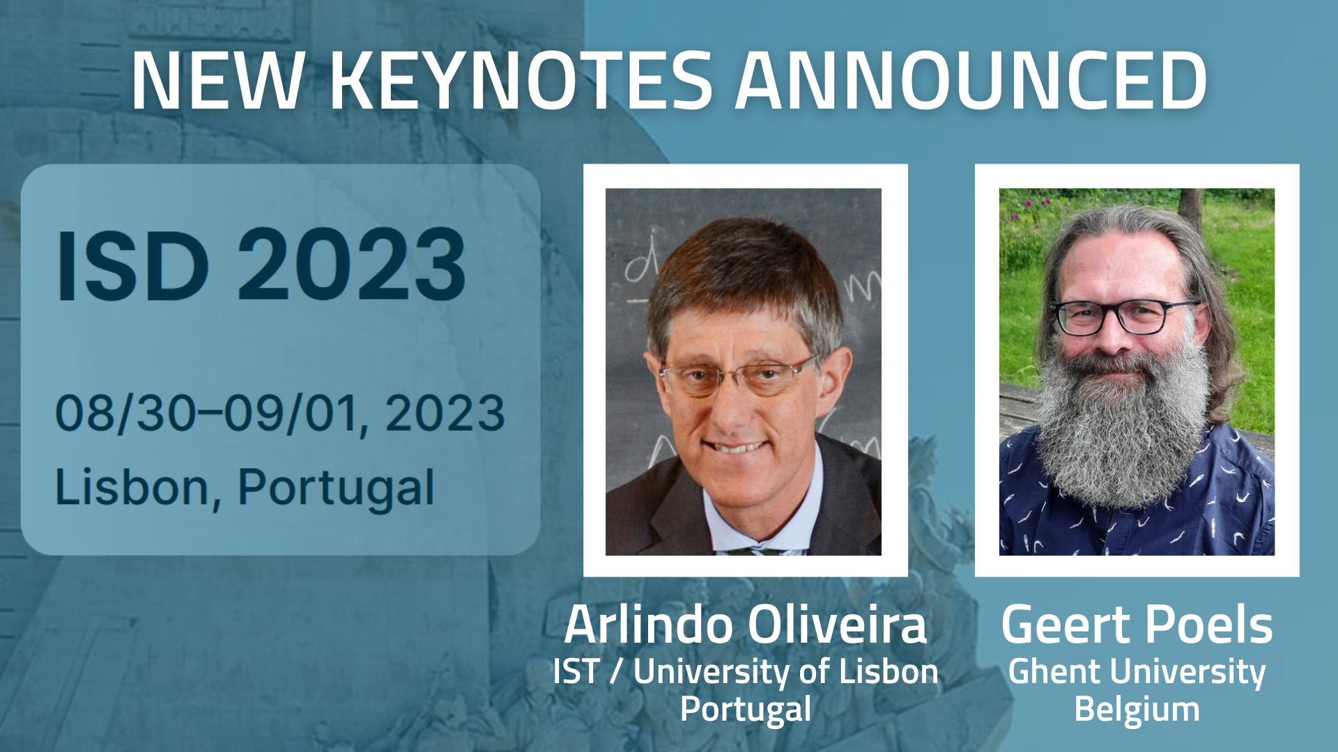 Two new keynotes announced for ISD 2023 - INESC-ID